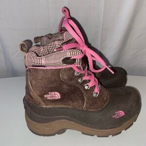 The North Face Brown Suede /Rubber Snow boots insulated sz Girls 3